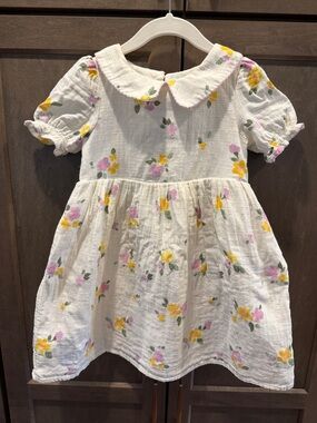 Girls' Floral Peter Pan Collar Puff Sleeved Cat & Jack 5T 100% Cotton Dress